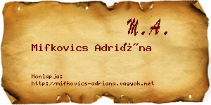 Mifkovics Adriána névjegykártya